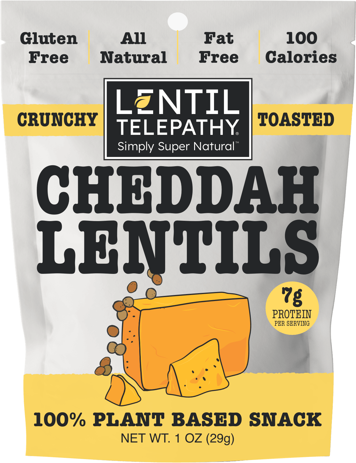 Lentil Telepathy Savory Cheddah (Dairy Free) Crunchy Toasted Snacks