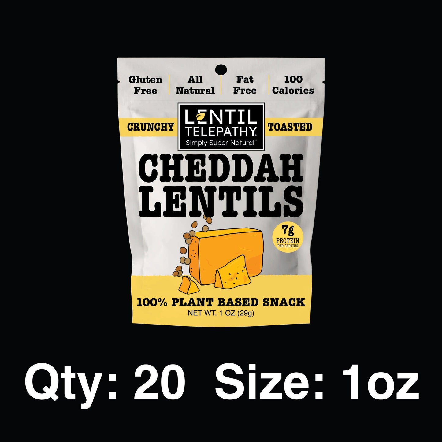 Lentil Telepathy Savory Cheddah (Dairy Free) Crunchy Toasted Snacks