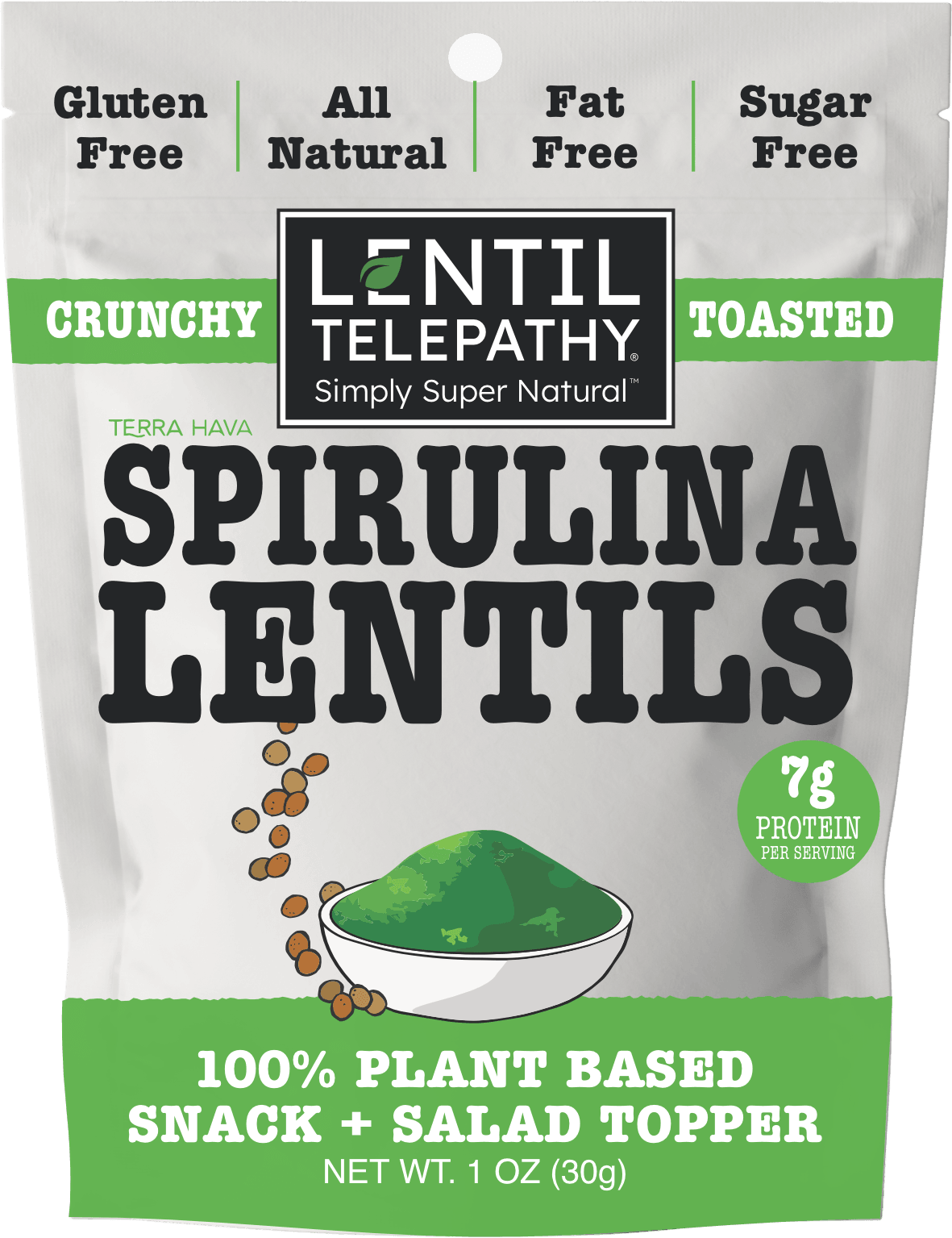 Lentil Telepthy Spirulina Crunchy Toasted Superfood Snack and Topper